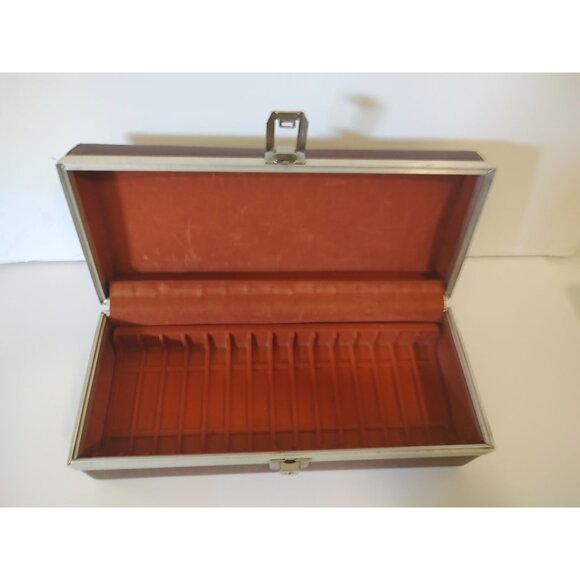 Vintage Audio Cassette Brown Metal & Leather With Handle 13" - Picture 5 of 10